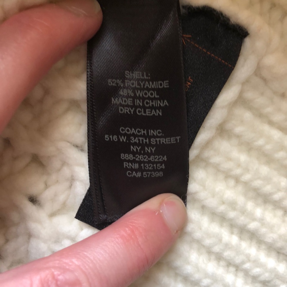 Coach cream wool fringe turtleneck sweater - Picture 5 of 5